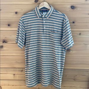 Patagonia Grey Orange Striped Polo - Medium